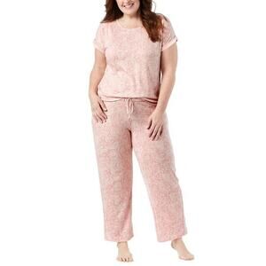 Lucky Brand Pink Paisley Pajamas Soft Short Sleeve Long Pants Women's Sz Small
